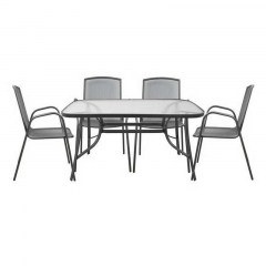 Σετ Τραπεζαρίας 5τμχ HM5106.01+HM5005.01 Γκρι-Ανθρακί 140x80x72cm