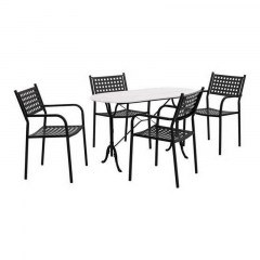 Dining Table Set 5pcs HM10385 White-Black 120x59x72cm