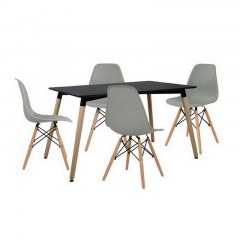 Dining Table Set 5pcs HM10229 Natural-Black 120x80x73cm
