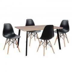 Dining Table Set 5pcs HM10346 Sonama-Black 140x80x76cm