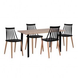 Dining Table Set 5pcs Vanessa HM11019  Sonama-Black 110x70x75.5cm SONOMA-BLACK