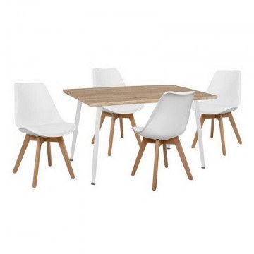 Dining Table Set 5pcs Vegas HM10350.02 Sonama-White 120x70x76.5cm
