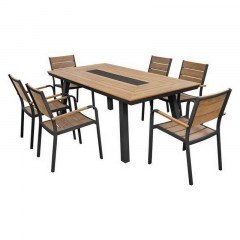 Σετ Τραπεζαρίας 7τμχ HM5233.02 Γκρι 200x100x75cm