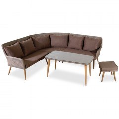 Καθιστικό Γωνιακό Rattan (Σετ 3Τμχ) 130x84x92 BR068 Tulip Brown