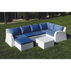 Καθιστικό Γωνιακό Σετ Rattan 7τμχ 3575 83x84x75cm Blue