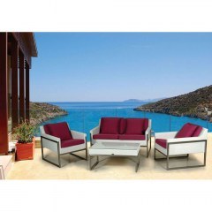 Καθιστικό Σετ Rattan 4 Τεμαχίων Με Ανοξείδωτο Σκελετό 130x79x73 3570 Red