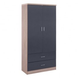 Ντουλάπα Reina HM338.04 Δίφυλλη Με 2 Συρτάρια 80x42,5x180,5cm Sonama-Grey SONOMA-DARK GREY