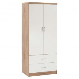Ντουλάπα Reina HM338.06 Δίφυλλη Με 2 Συρτάρια 80x42,5x180,5cm Sonama-White SONOMA-WHITE