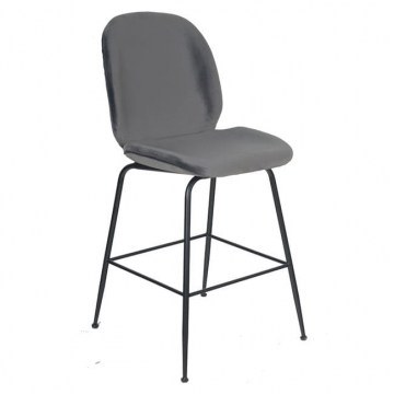 Σκαμπό Nora Μεσαίου Ύψους HM8524.01 Grey & Black Σετ 2τμχ