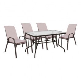 Dinning Table Set 5Pcs 120X70 HM10568.02 Brown BROWN