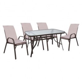 Τραπεζαρία Σετ 5Τμχ 140X80 HM10569.02 Brown BROWN