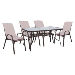 Dinning Table Set 5Pcs 150X90 HM10570.02 Brown BROWN