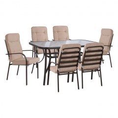 Τραπεζαρία Σετ 7TMX 150Χ90Χ72Υεκ. Brown HM10561.02