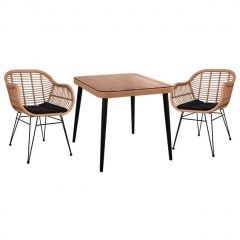Τραπεζαρίας Σετ 3Τμχ Allegra 80X80Χ78Υ Beige & Black HM10483