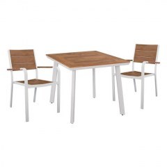 Dinning Table Set 3Pcs 80Χ80Χ73Υ White HM10537.01
