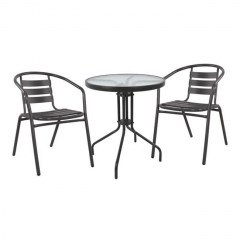 Dinning Table Set 3Pcs Φ60Χ70Υ Grey HM10467