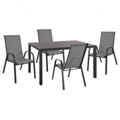 Dinning Table Set 5Pcs 140Χ80Χ75,5 Grey HM10531
