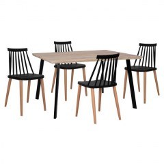 Dinning Table Set 5Pcs Black HM11037