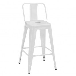 Stool with Back Melita HM8574.31 42x42x89,5Υcm White Mat WHITE