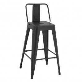 Stool with Back Melita HM8574.32 42x42x89,5Υcm Black Mat BLACK MAT