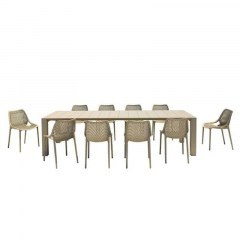 Dininng Table Set 11Τμχ Vegas/Air 20.9992 100X260/300cm Dove Grey Siesta
