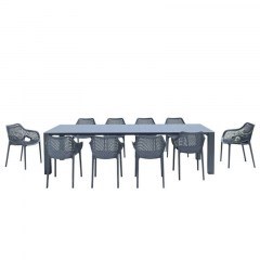 Dininng Table Set 11Τμχ Vegas/Air XL 20.9993 100X260/300cm Dark Grey Siesta