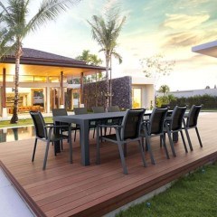 Dininng Table Set 11Τμχ Vegas/Pacific 20.9987 100X260/300cm Dark Grey Siesta