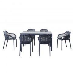 Τραπεζαρία Σετ 7Τμχ Ares/Air XL / 20.9999 140X80cm Dark Grey Siesta