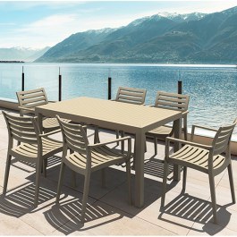 Dining Set 7Pcs Ares Artemis 20.9970 140x80x75cm Taupe TAUPE