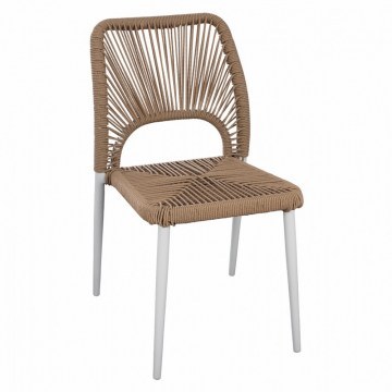 Chair Aluminum With Rope HM5770.01 45x63x82cm White-Beige