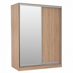 Ντουλάπα Δίφυλλη HM2437 Συρόμενη Με Καθρέπτη 180x60x210cm Sonama-Oak