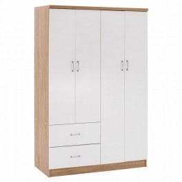 Ντουλάπα Blakely HM339.06 Τετράφυλλη Με 2 Συρτάρια 120Χ42,5Χ180,5cm Sonama - White SONOMA-WHITE
