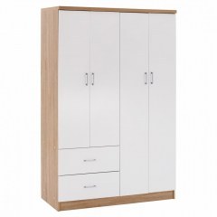 Ντουλάπα Blakely HM339.06 Τετράφυλλη Με 2 Συρτάρια 120Χ42,5Χ180,5cm Sonama - White