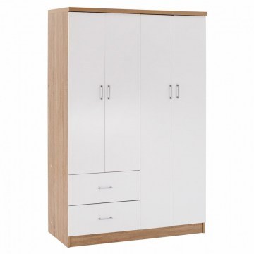 Ντουλάπα Blakely HM339.06 Τετράφυλλη Με 2 Συρτάρια 120Χ42,5Χ180,5cm Sonama - White