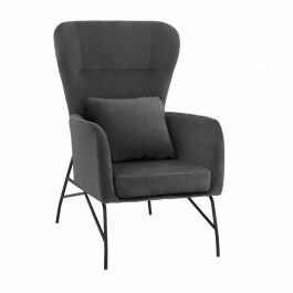 Πολυθρόνα Μπερζέρα HM8721.01 67x80x102cm Grey - Black GREY