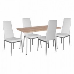 Τραπεζαρία HM11027.01 (Σετ 5τμχ) Sonama 120x70x76,5cm Με Καρέκλες Lady White