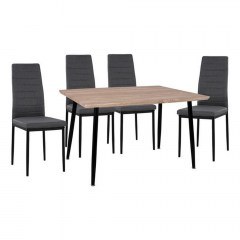 Dinning Set HM11027.10 (Set 5pcs) Sonama 120x70x76.5cm With Chair Lady Grey - Black