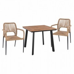Dinning Set HM11537.02 (Set 3pcs) Table Anthracite 80x80 And Armchairs