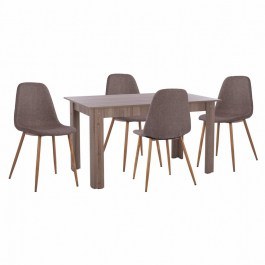 Τραπεζαρία HM11618.03 (Σετ 5τμχ) 140x80x77 Brown BROWN