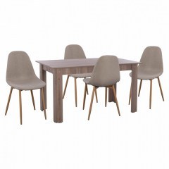 Dinning Set HM11618.07 (Set 5pcs) 140x80x77 Light Beige