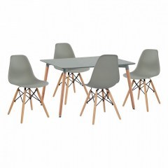 Dinning Set HM10229.10 (Set 5pcs) Table Minimal 120x80x73cm With Chairs Twist Grey