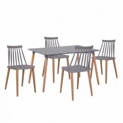 Dinning Set HM11327.10 (Set 5pcs) Table Minimal 120x80x73cm With Chairs Vanessa Grey
