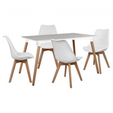 Τραπεζαρία HM10193.01 (Σετ 5τμχ) Τραπέζι Minimal 120x80x73cm Και Καρέκλες Vegas White