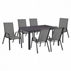 Τραπεζαρία HM11520.01 (Σετ 7τμχ) Τραπέζι 150X90 Και Πολυθρόνες Grey