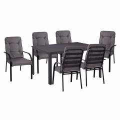 Τραπεζαρία HM11521.01 (Σετ 7τμχ) Τραπέζι 150X90 Και Πολυθρόνες Με Μαξιλάρι Grey