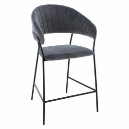 Stool Bar Theodore HM8734.01 60x55x100cm Grey - Black GREY-BLACK
