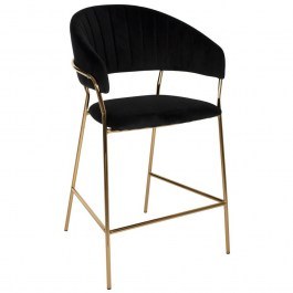Stool Bar Medium Height Theodore HM8734.04 60x55x100cm Black-Gold BLACK-GOLD