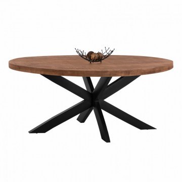 Τραπέζι HM8483.11 Oval Από Μασίφ Ξύλο Mango 210x100x78cm Natural-Black