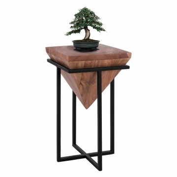 Coffee Table Halima HM8213.11 Made Of Solid Wood 29x29x53cm Natural - Black