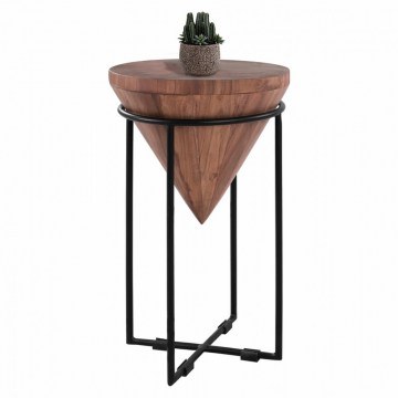 Coffee Table Zelie HM8217.11 Made Of Solid Wood D31X53cm Natural - Black